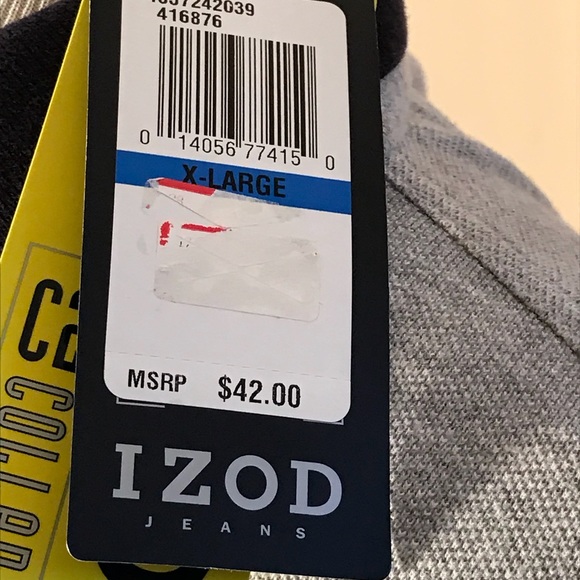 NWT Izod Jeans Polo Shirt Size XL Gray Grey - Picture 5 of 8